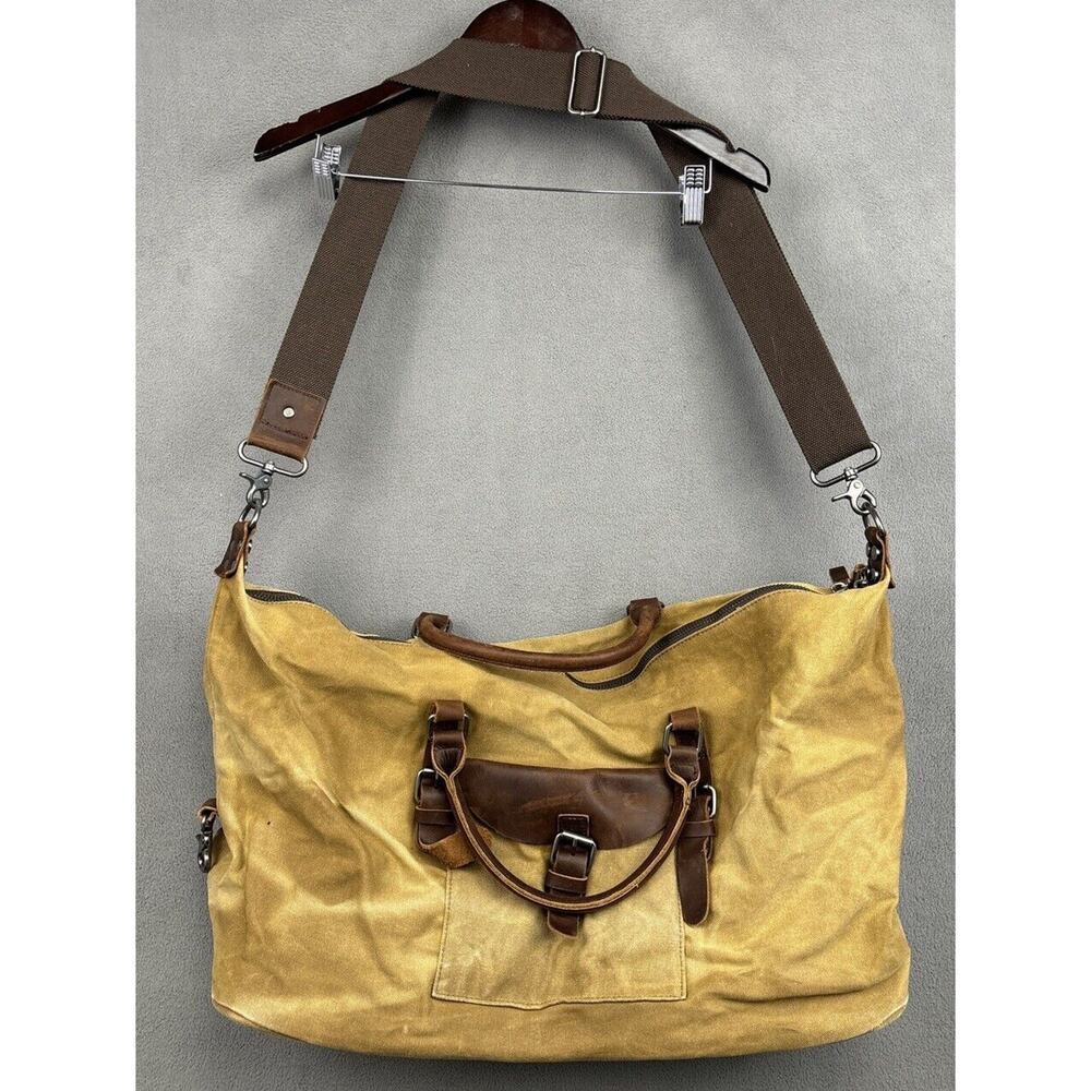 NEWHEY Water Resistant Canvas & Leather Duffel Travel Overnight Weekend Bag